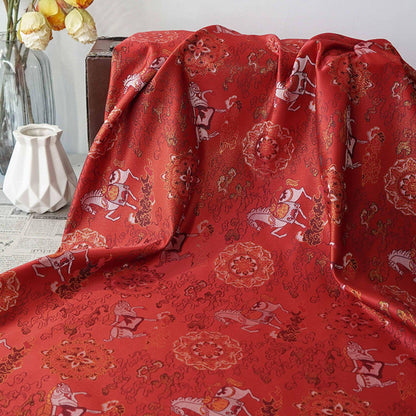 Gold-Thread Song Brocade Jacquard Fabric ��� ���Fortune Arrives with the Horse�"Wide