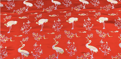 Tissu brocart satiné jacquard à mille grues : Matériel de couture pour cheongsam ancien