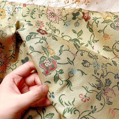 Pomegranate Flower Silk Brocade Fabric: 57" Emperor Tibetan Style