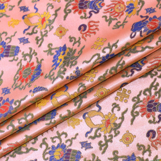 Tissu brocart à motifs floraux : damas de soie et rayonne de Chine de 150 cm de large
