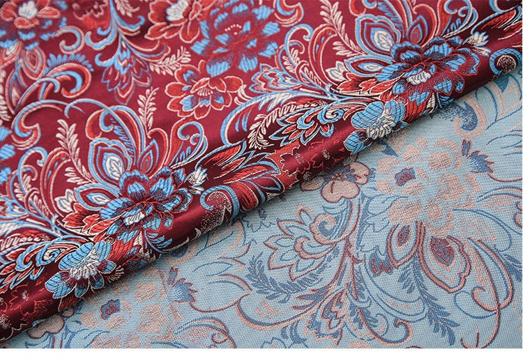 Tissu brocart de soie à motif de phénix : tissu pour cheongsam de 114 cm de large