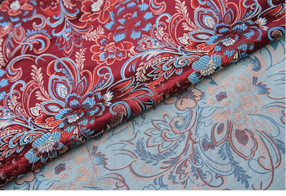 Tissu brocart de soie à motif de phénix : tissu pour cheongsam de 114 cm de large