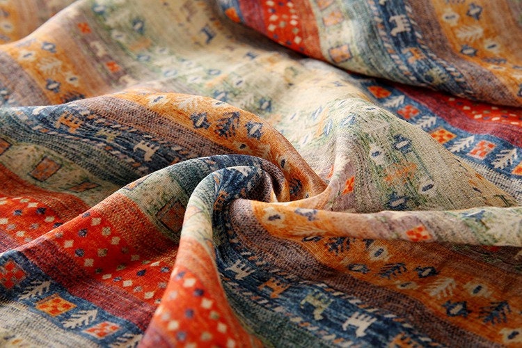 Printed Ramie Fabric: Asian Ethnic Style, Upholstery & Costume (57"W)