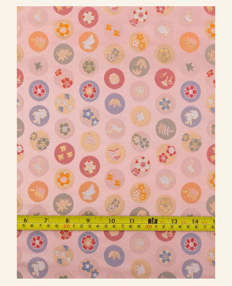 Japanese Nishijin Easter Bunny Brocade Fabric: Silk Rayon Jacquard