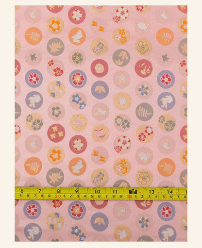 Japanese Nishijin Easter Bunny Brocade Fabric: Silk Rayon Jacquard