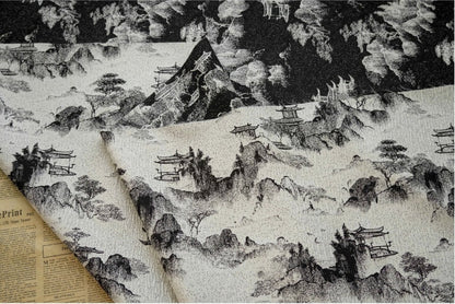 Tissu brocart jacquard à motifs floraux chinois, idéal pour la confection de vêtements et d'ameublement.