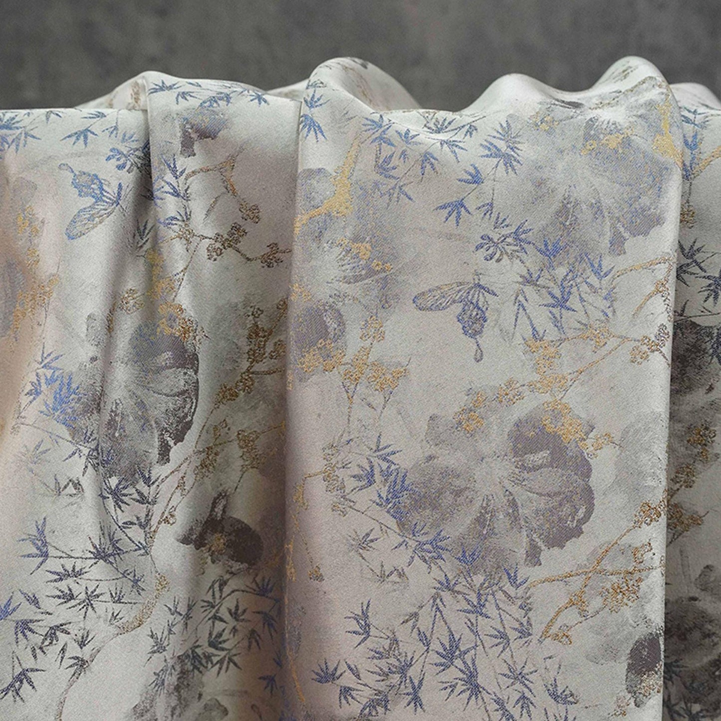 Bamboo Leaf Floral Brocade Fabric ��� Watercolor Jacqua" Wide