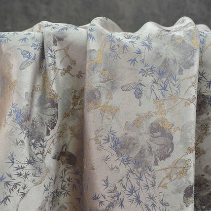 Bamboo Leaf Floral Brocade Fabric ��� Watercolor Jacqua" Wide