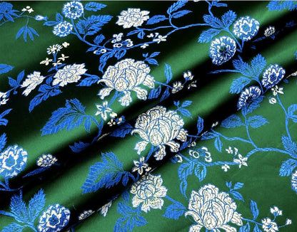 Tissu brocart damassé à motif pivoine : 114 cm de large, rayonne, pour patchwork et couture