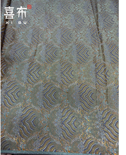 Dark Green Brocade Fabric ��� Wave & Cloud Rayon Ble"W, By The Meter)