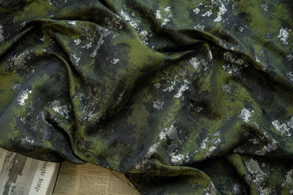Galaxy Jacquard Fabric: Dark Blue Oil Painting Style, 62" Wide