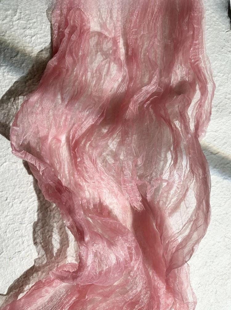 Pink Mermaid Organza Fabric: Water Reflective, Stiff Texture (55" W)