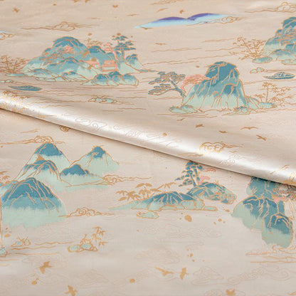 55" Landscape Painting Brocade Fabric: Emperor Tibetan Style