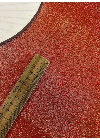 Tissu Baoxiang rouge et or : Tissu métallisé pour robe de mariée (59"W)