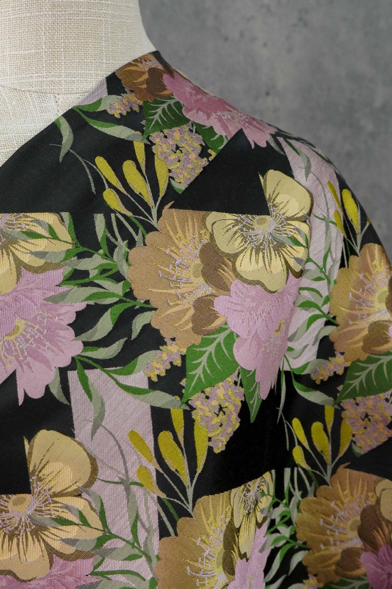 Black Floral Jacquard Brocade Fabric: Romantic Yarn-Dyed Sewing Material, 55"W