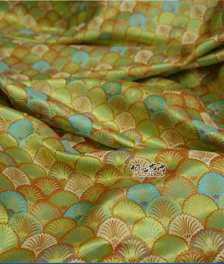 Japanese Shell Kinran Brocade Fabric: Silk Rayon Blend, 29.5�ï