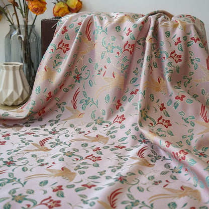 Birds Jacquard Satin Fabric: Brocade Sewing Material, 59"W