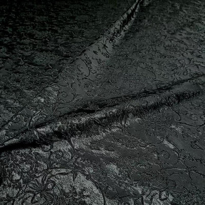 Black 3D Textured Abstract Embossed Brocade Fabric, 58"Wide