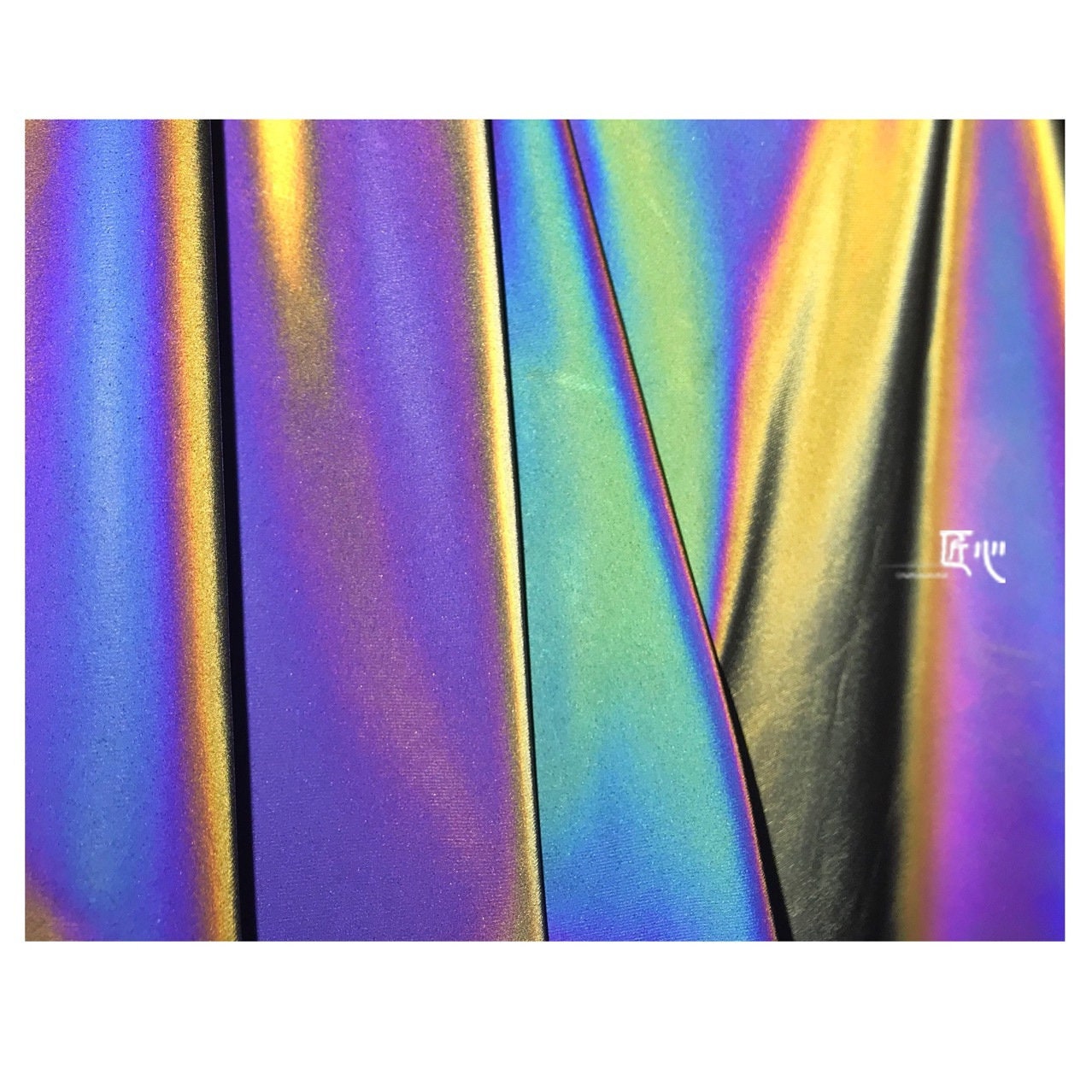 Midnight Rainbow Reflective Fabric: Colorful Gradient Elastic Material