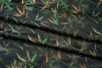 Dark Green Bamboo Jacquard Satin Fabric - 65" Wide