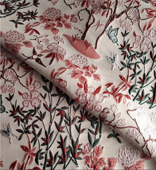 Tissu jacquard papillons de style champêtre américain ✓ Pour vêtements, sacs et loisirs créatifs pour femmes. Largeur