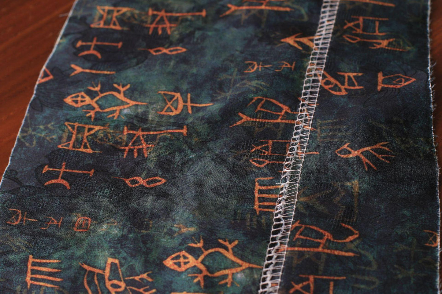 Oracle Silky Satin Fabric: Ancient Pattern Digital Print, 59"W