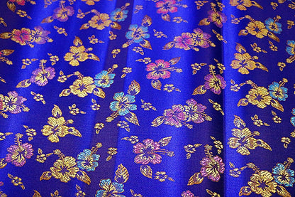 Royal Blue Floral Brocade Fabric: Chinese Sewing & Upholstery Fabric