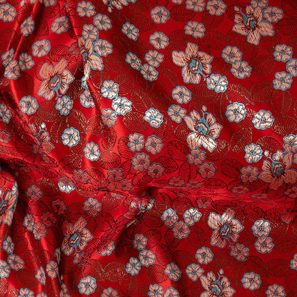 Red Floral Brocade Fabric: 47"W Chinese Cheongsam Sewing Material