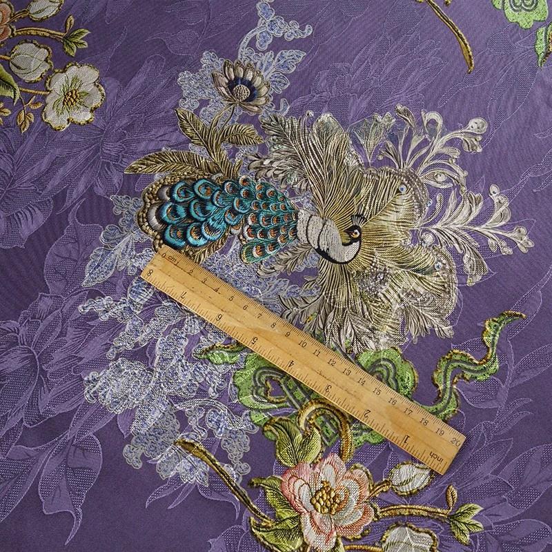 Purple Peacock Tea Silk Satin Fabric - 58"W Upholstery & Costume