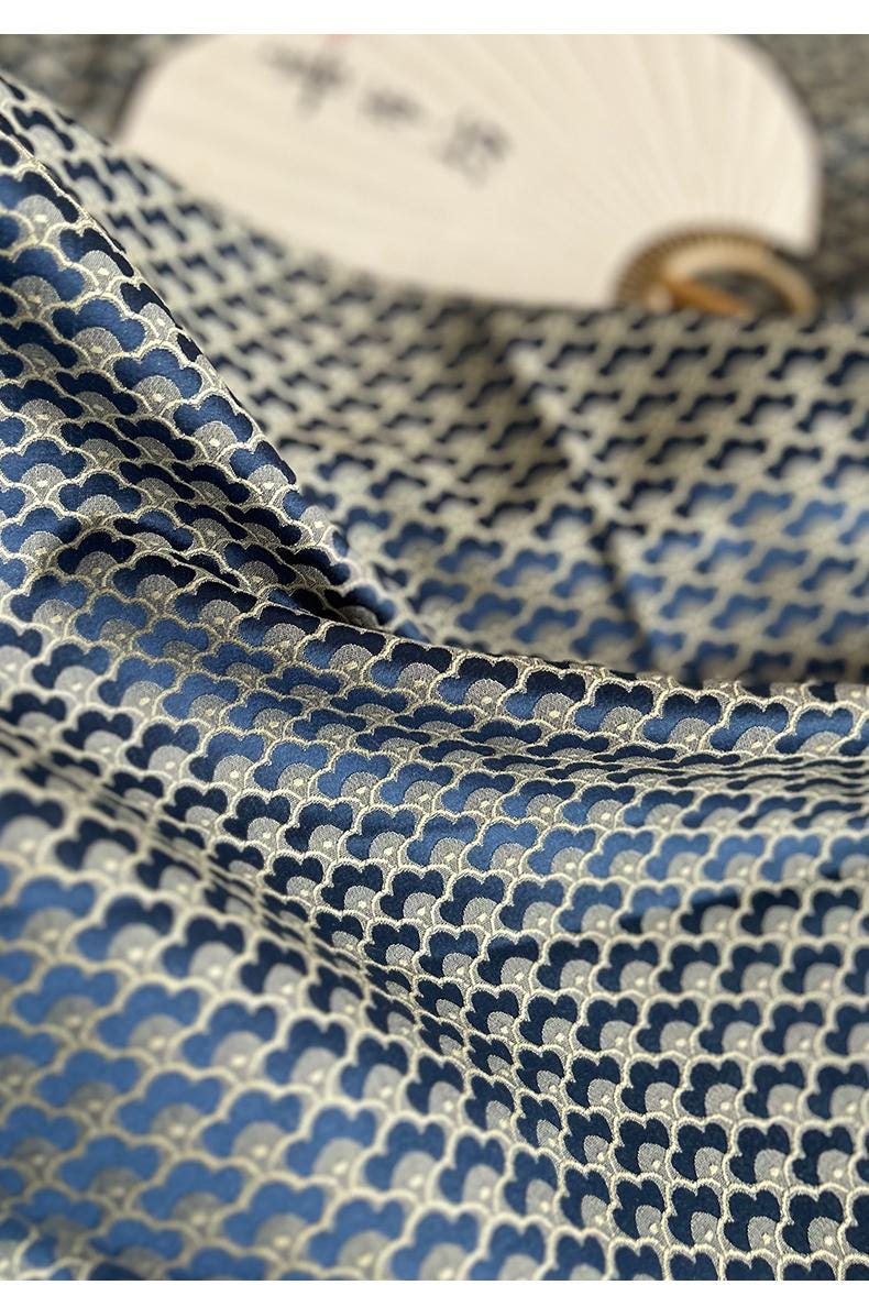 Nishijin Japanese Brocade Fabric: Fish Scales, Gold Thread (59" Width)