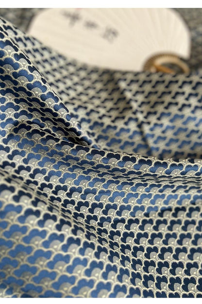 Nishijin Japanese Brocade Fabric: Fish Scales, Gold Thread (59" Width)