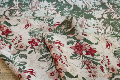 Floral Jacquard Woven Fabric: Embossed Oil Painting Style, 58"W