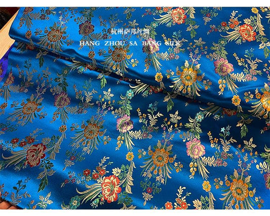 Tissu brocart de soie : motif floral de bégonia, tissu de mariage chinois