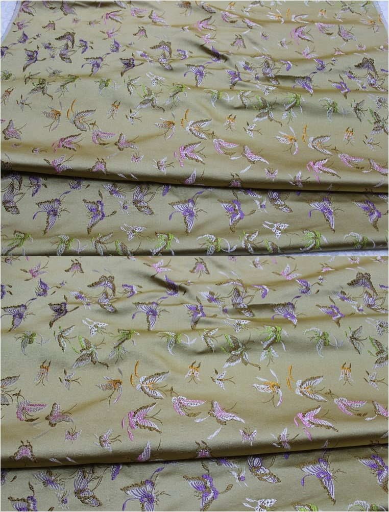 Butterfly Floral Silk Brocade Fabric - Chinese Jacquard (29.5"W)