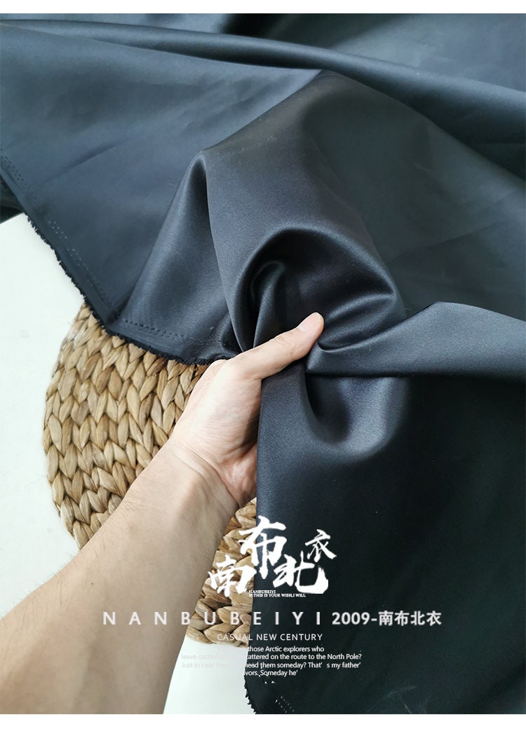 Black Wedding Satin Fabric: Stiff Silhouette, DIY Thickened Material (59"W)