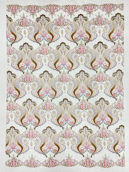 Colorful Sequin Embroidered Mesh Lace Fabric, 49"W, See-Through