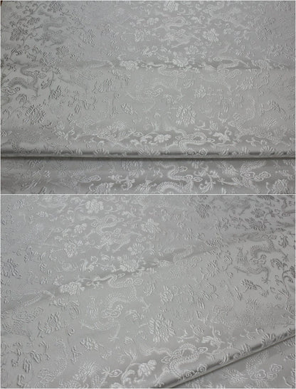 Dragon & Flower Brocade Fabric: Multi-Color Silk Rayon Blend