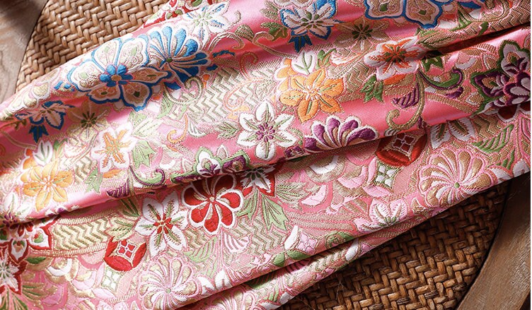 Nishijin Japanese Floral Brocade Fabric: High-End Jacquard Silk (29.5" Width)