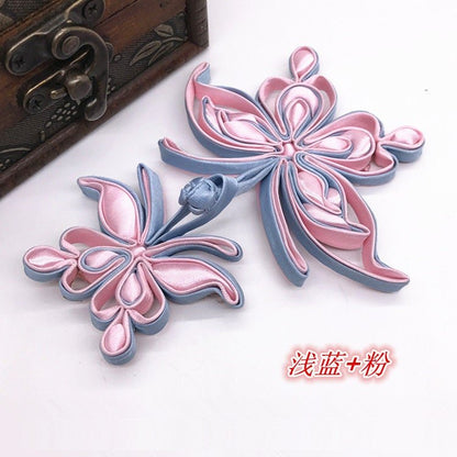 Satin Butterfly Cheongsam Buttons: Decorative Knot Fasteners (Pair) - Poppylollipop