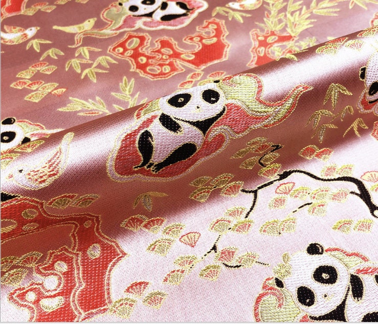 Panda Brocade Satin Fabric: 59" Wide Chinese Style Sewing