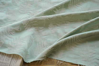 Vintage Jacquard Brocade Fabric: Fern Leaf Sewing Material, 59" Wide
