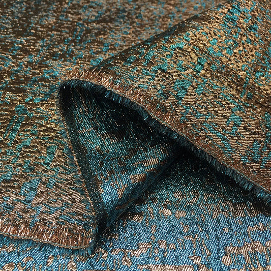 Gold Thread Jacquard Fabric: 3D Oil Painting Texture, 55" Wide