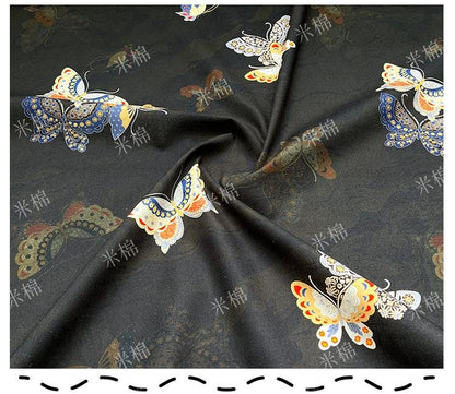 Butterfly Print Cotton Fabric: Black New Chinese Style (56" Wide)
