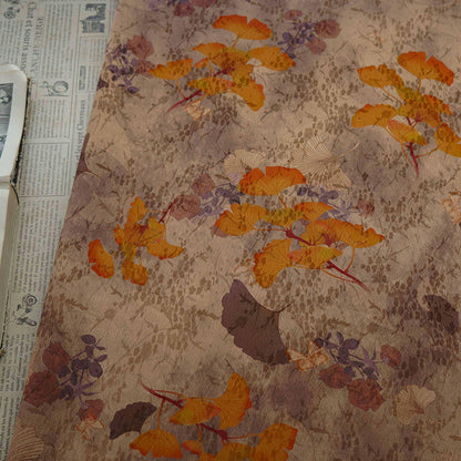 Autumn Leaf Satin Fabric: 59"W Gambiered Canton Gauze