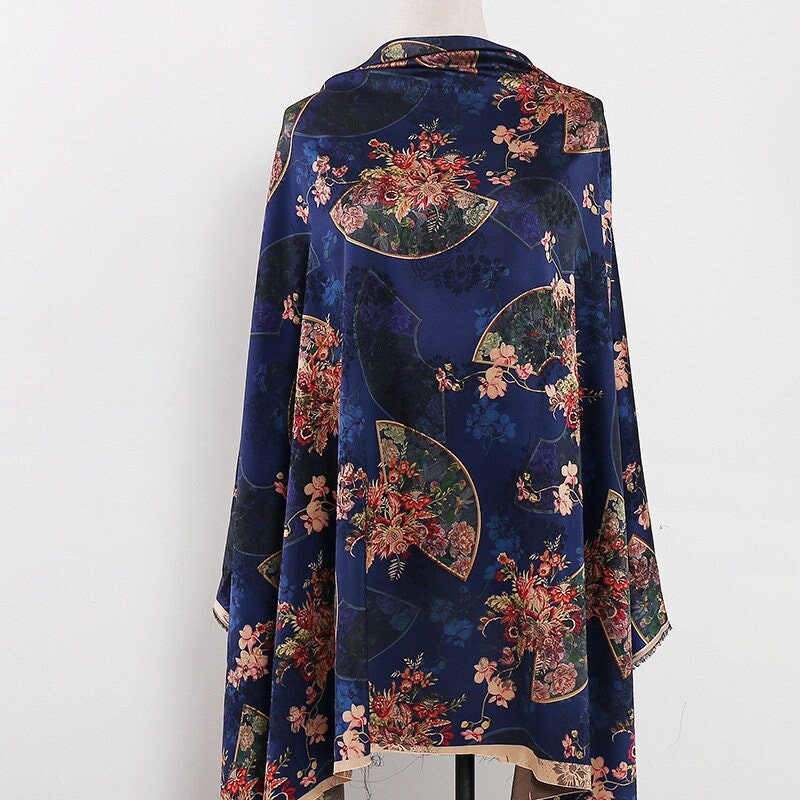 Floral Damask Satin Fabric: 59" Wide Digital Print