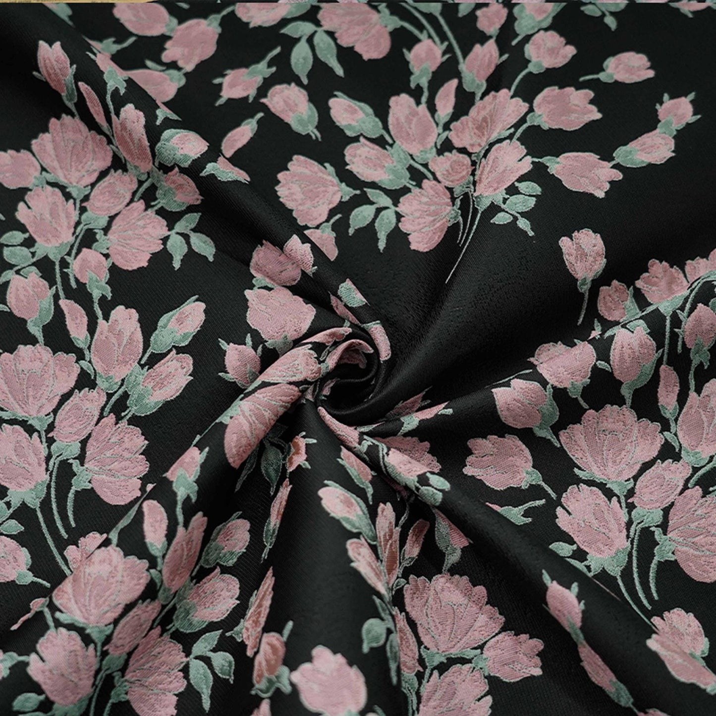 Reversible Pink Flower Jacquard Fabric: Embossed Upholstery, Costume, Curtain (55"W)