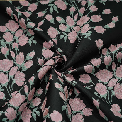 Reversible Pink Flower Jacquard Fabric: Embossed Upholstery, Costume, Curtain (55"W)