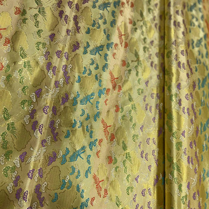 Crane Jacquard Satin Fabric: Autumn Green Brocade, Cheongsam Sewing Fabric