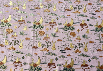 Rabbit Brocade Jacquard Fabric: 57"W Chenille Upholstery, Costume, Decor