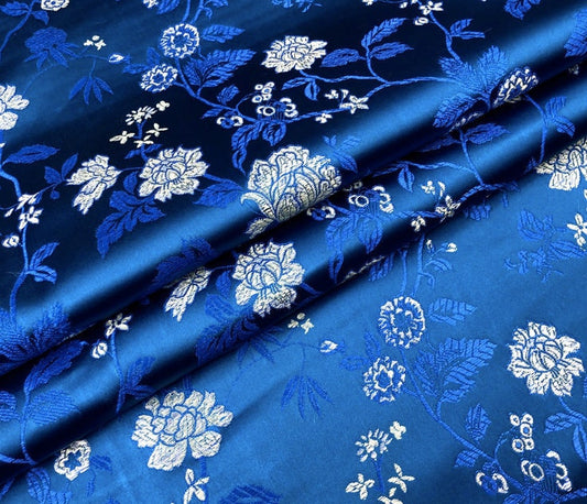 Tissu brocart damassé à motif pivoine : 114 cm de large, rayonne, pour patchwork et couture